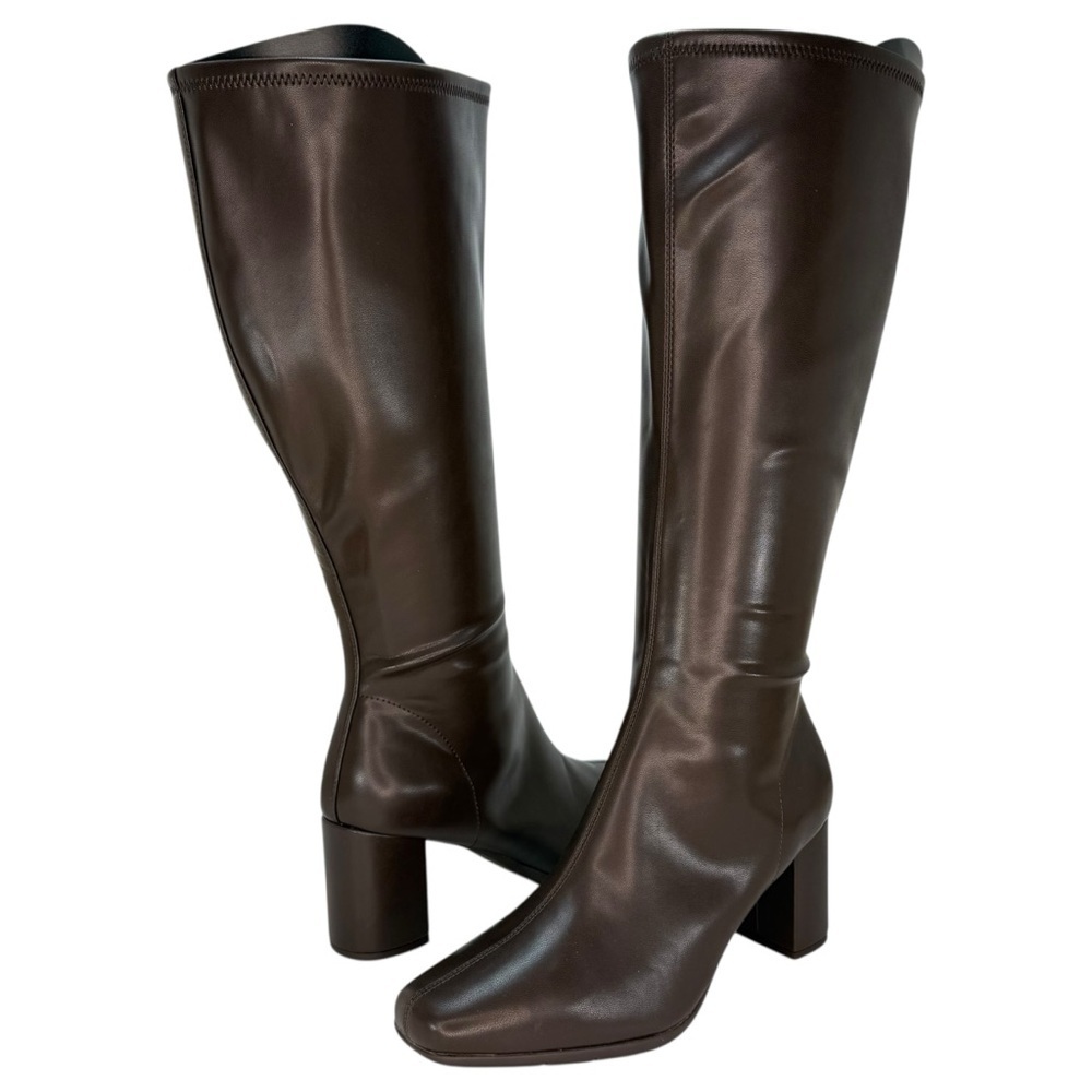 Aerosoles Micah Brown Faux Stretch Leather Knee High Womens Boots Size 9.5W - Picture 1 of 12